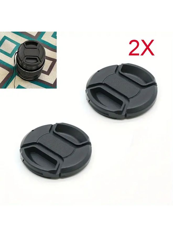 52Mm Snap On Lens Cap With String For Compatible DSLR Camera Protection - Image 1