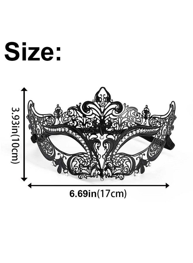 Campsis Campsis Women's Masquerade Mask Black Mardi Gras Masks Rhinestone Venetian Mask Halloween Ball Party Nightclub Masks for Women - Image 2