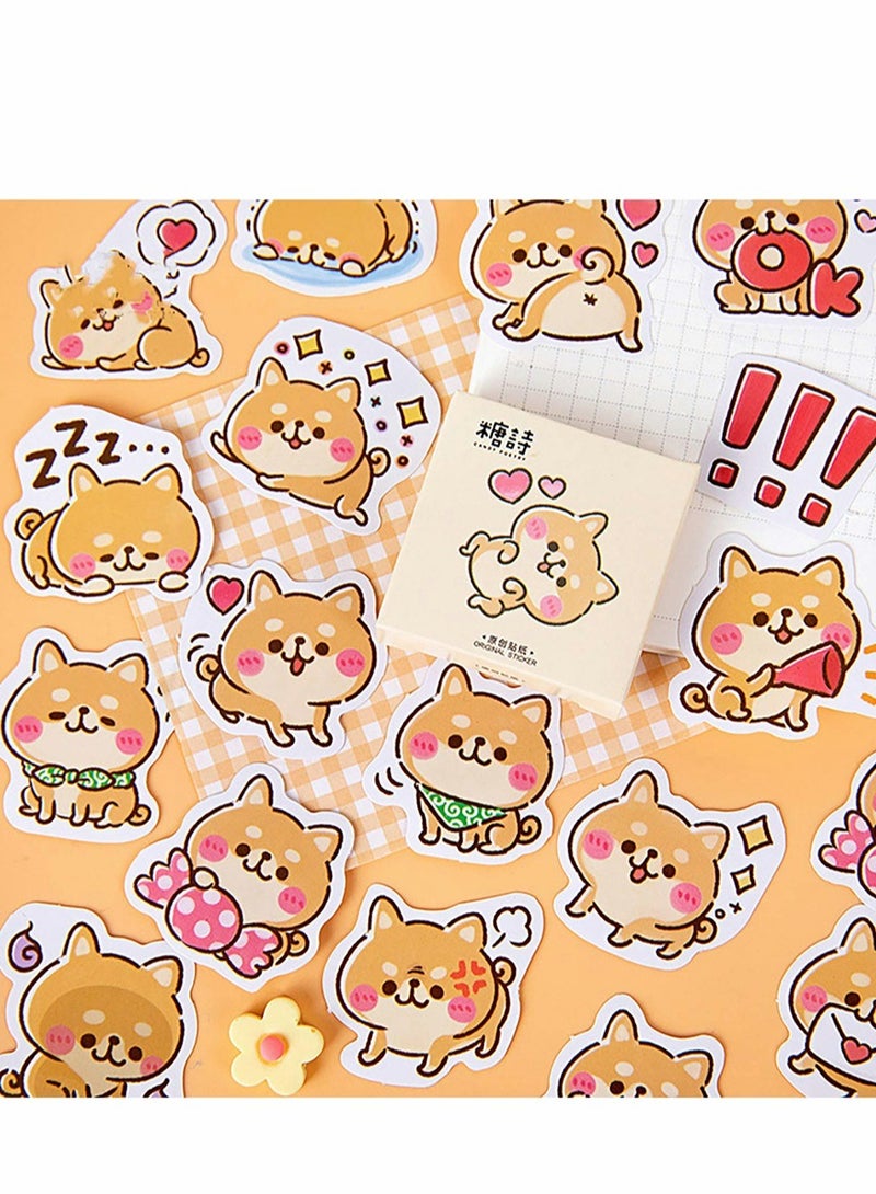 Excefore Pet Shiba Inu Doggy Stickers DIY Decoration Adhesive Paper Dogs Stickers(45 Pcs, 2 Box)  - Image 1