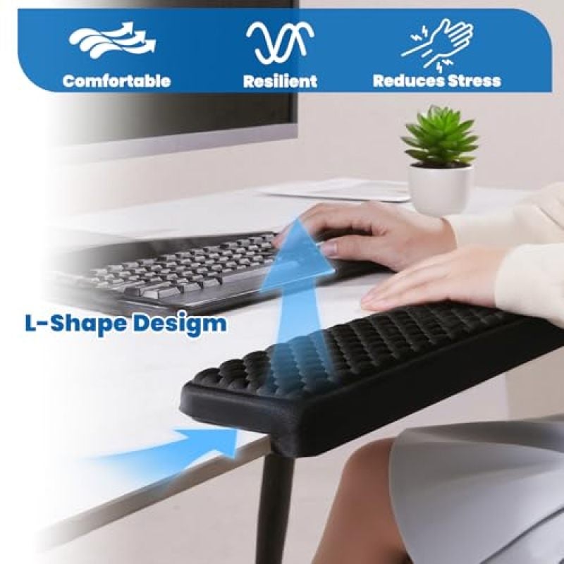 Computer Armrests L-Shaped Viscoelastic Foam Desk Edge Pads - Ergonomic Armrests 2-Piece Set with Non-Slip Base for Office Workers and Gamers - Image 5