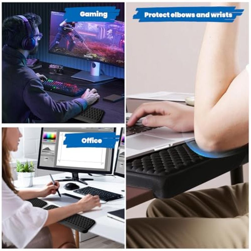 Computer Armrests L-Shaped Viscoelastic Foam Desk Edge Pads - Ergonomic Armrests 2-Piece Set with Non-Slip Base for Office Workers and Gamers - Image 4