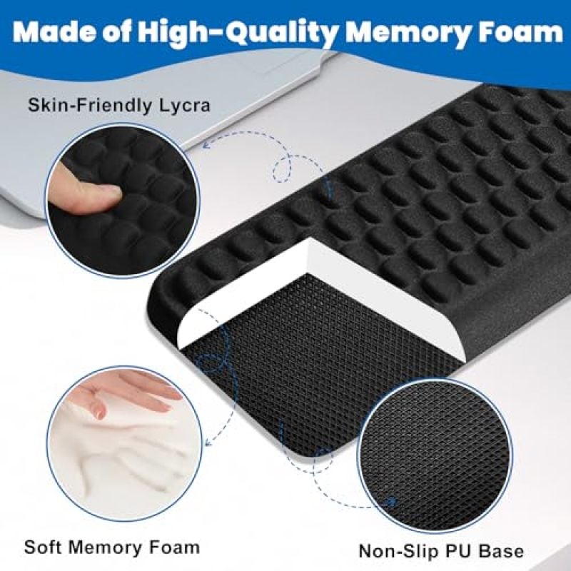 Computer Armrests L-Shaped Viscoelastic Foam Desk Edge Pads - Ergonomic Armrests 2-Piece Set with Non-Slip Base for Office Workers and Gamers - Image 3