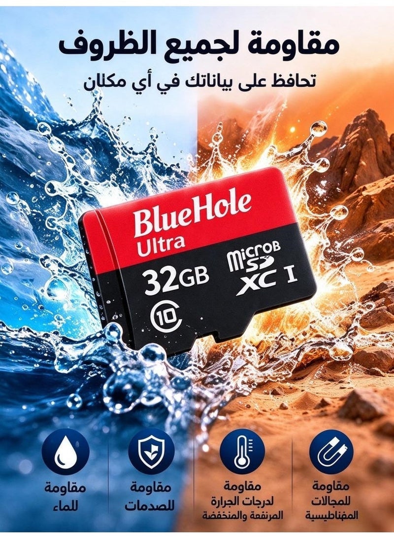 بلو هول بطاقة ذاكرة TF عالية السرعة 32 جيجابايت من BlueHole، بطاقة مايكرو إس دي، بطاقة ذاكرة مقاومة للماء والصدمات لكاميرات لوحة القيادة والمراقبة - Image 5