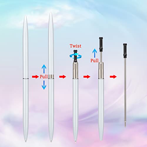 Wikult 5 Pieces Ballpoint Pen Set, Black Ink Slim Lightweight Smooth Writing Metal Pen, for Business Office Teacher Student Wedding Guest (White) - Image 3