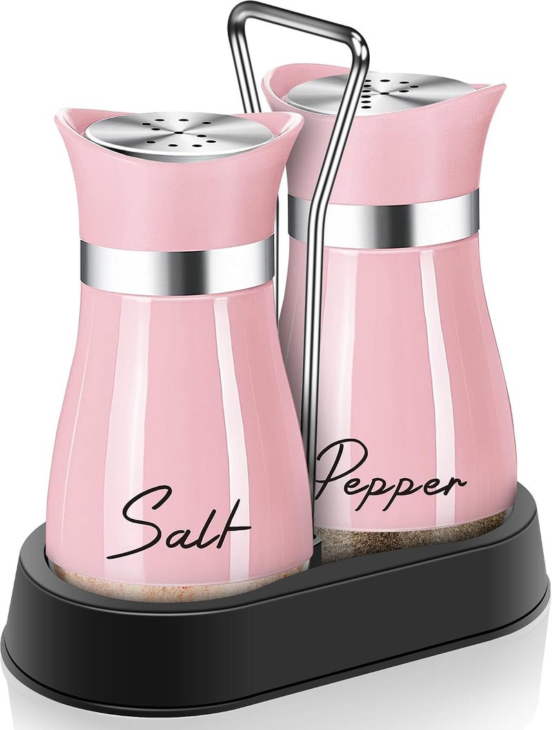 Arrozon Pink Salt and Pepper Shakers Set with Holder,4 oz Kitchen Decor and Accessories Home Essentials Cute Household Items for Mother's Day Housewarming Gift Refillable Design (Pink),  20240122.01 - Image 2
