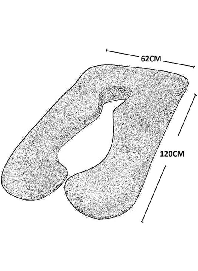 مون وسادة الحمل والأمومة المريحة على شكل حرف U من Sleep Night مع غطاء قابل للإزالة والغسل لدعم كامل الجسم وسادة الحمل للنوم بلون الشوكولاتة البني - Image 4
