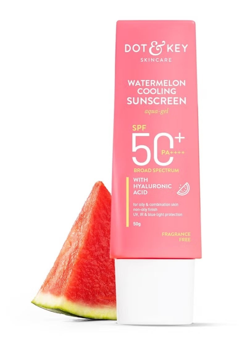 Dot & Key Watermelon SPF 50 PA+++ Sunscreen with Hyaluronic Acid | Cooling, Hydrating, No White Cast | UV/UVB + Blue Light Defense | 50g - Image 1