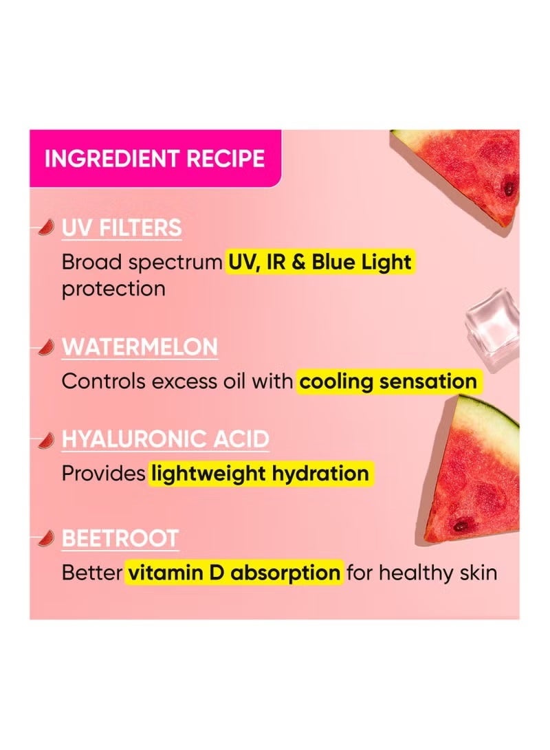 Dot & Key Watermelon SPF 50 PA+++ Sunscreen with Hyaluronic Acid | Cooling, Hydrating, No White Cast | UV/UVB + Blue Light Defense | 50g - Image 5