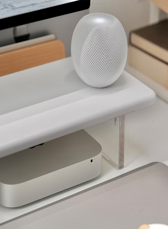 ROCDEER Bamboo Monitor Stand Riser with Acrylic Legs for Desk, 31.5 Inches Desktop Shelf Supports for PC Computer Monitor, Laptops, Printer, Speakers (White) - Image 5
