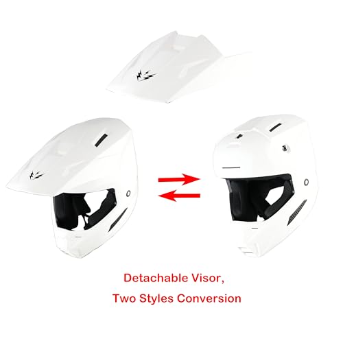 1Storm Youth Motocross Helmet ATV BMX MX Dirt Bike Go Kart Skate Kids Helmet Multi Sports Teenager Glossy White + Goggles + Gloves Bundle - Image 3