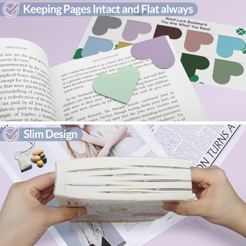 JIXZEN 12 PCS Corner Bookmarks for Women, Heart Magnetic Bookmarks for Reading Women Gifts, Cute Book Markers Bulk for Girls, Book Lovers, Book Club Readers, Teachers, Kids (24 Pretty Colors) - Image 5