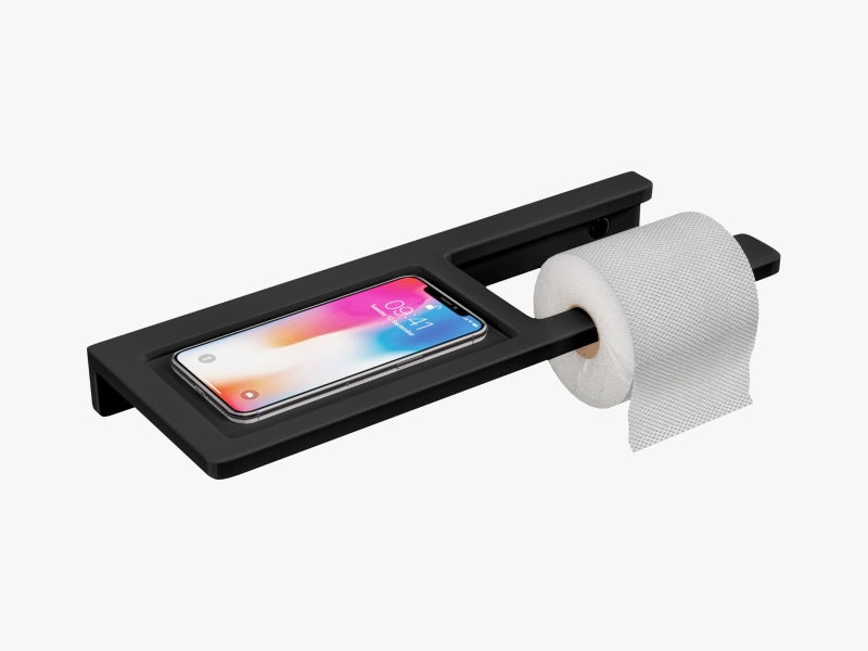 RAYNO Sleek Tissue with Mobile Holder Sleek Tissue Box with Integrated Mobile Holder Stylish Tissue Dispenser and Smartphone Stand for Home and Office (Black) - Image 1