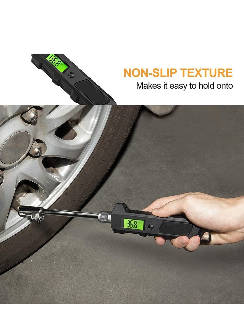 Generic - Digital Tire Pressure Gauge 230 PSI Heavy Duty Dual Head for Truck and RV with Backlit LCD and Flashlight with Keyring Tyre Air Inflator Gauge With Flexible Hose for Cars Motorbike - Image 1
