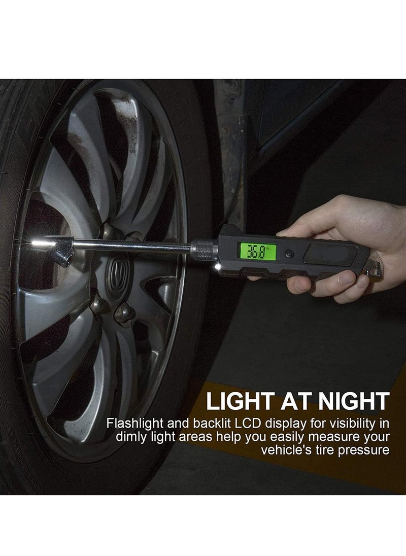 Generic - Digital Tire Pressure Gauge 230 PSI Heavy Duty Dual Head for Truck and RV with Backlit LCD and Flashlight with Keyring Tyre Air Inflator Gauge With Flexible Hose for Cars Motorbike - Image 1