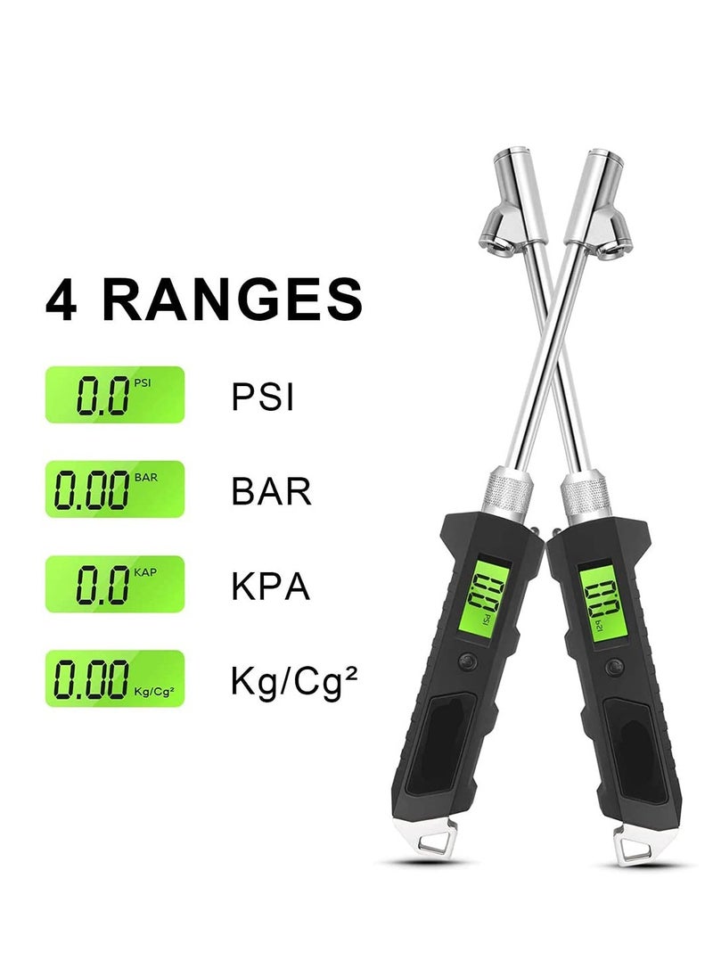 Generic - Digital Tire Pressure Gauge 230 PSI Heavy Duty Dual Head for Truck and RV with Backlit LCD and Flashlight with Keyring Tyre Air Inflator Gauge With Flexible Hose for Cars Motorbike - Image 1