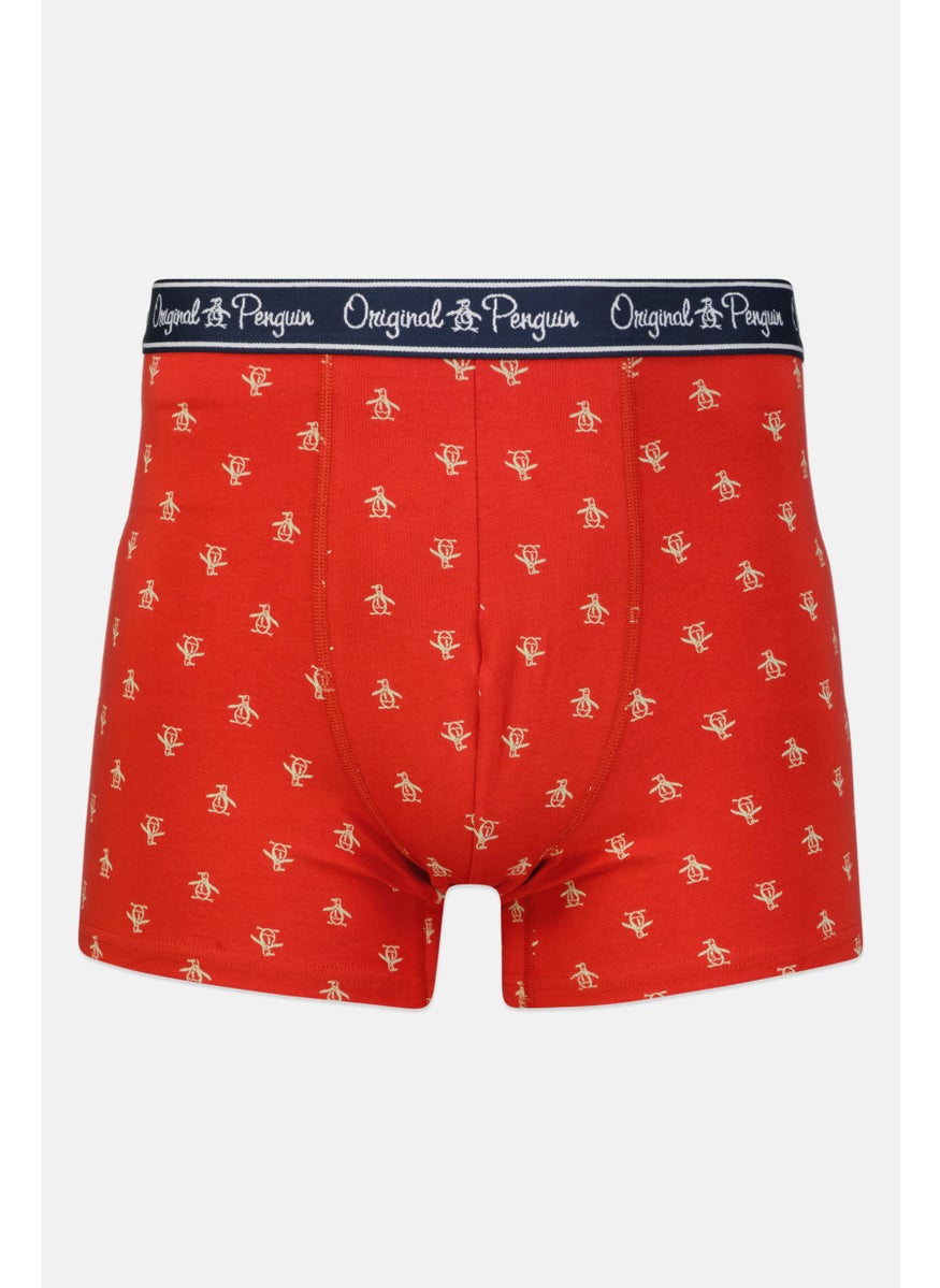 Original Penguin - Men 3 Pieces Allover Print Boxer Briefs, Navy/Red/Steel Blue - Image 1