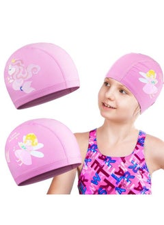 Geyoga 2 Pieces Kids Swimming Caps For Kids Toddler Children Boys And Girls Kids Waterproof Bathing Swim Cap For Long And Short Hair (Elf Mermaid)  - Image 1
