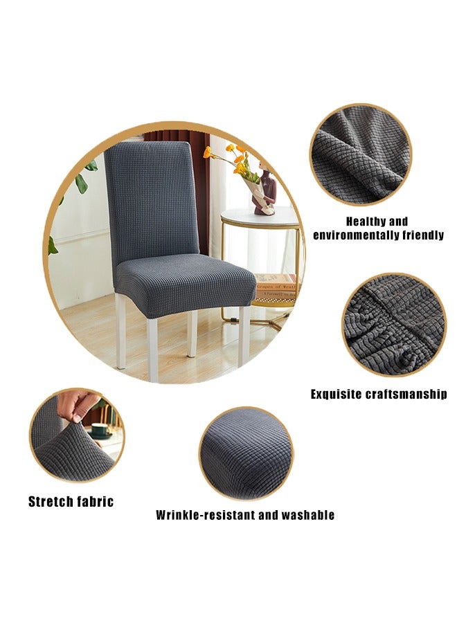 SYOSI 4 PCS Waterproof Chair Covers for Dining Room, Stretch Jacquard Dining Chair Slipcovers, Removable Washable Chair Protector for Kitchen, Hotel, Restaurant,Beige（Khaki） - Image 2