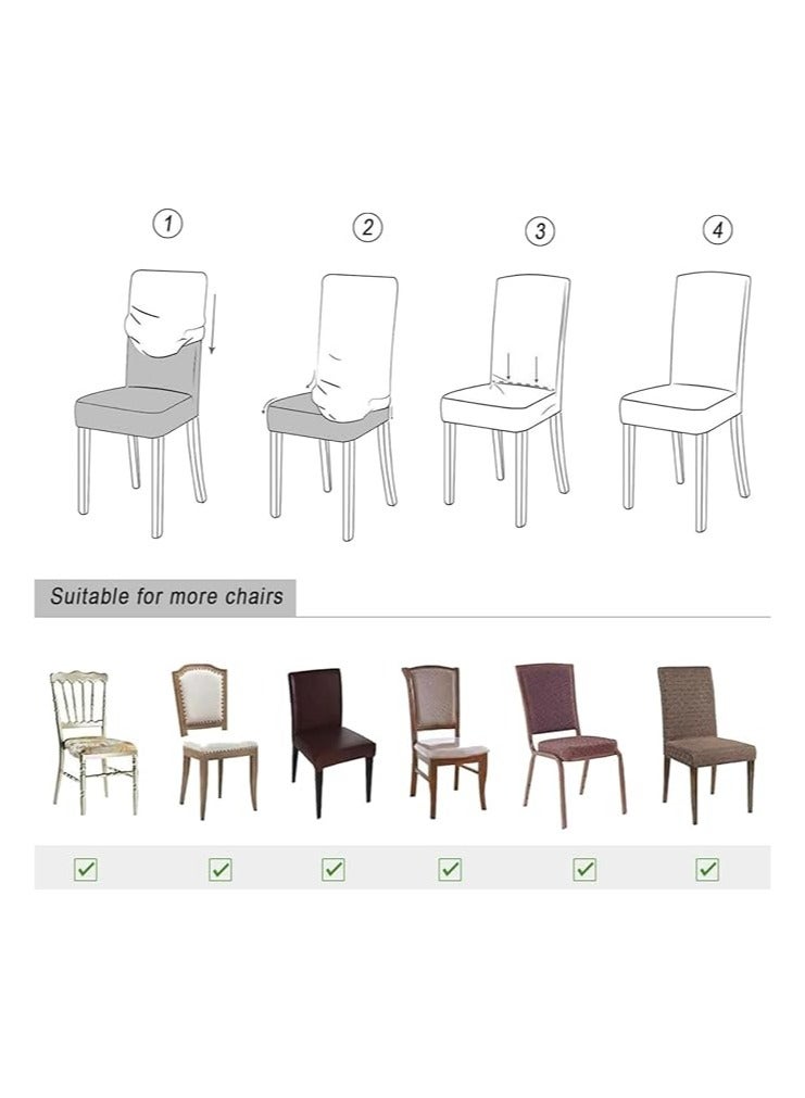 SYOSI 4 PCS Waterproof Chair Covers for Dining Room, Stretch Jacquard Dining Chair Slipcovers, Removable Washable Chair Protector for Kitchen, Hotel, Restaurant,Beige（Khaki） - Image 5