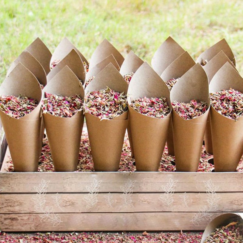 60 Pieces Natural Craft Paper Petal Cones For Wedding Confetti Party Decoration Candy Holder - Image 4