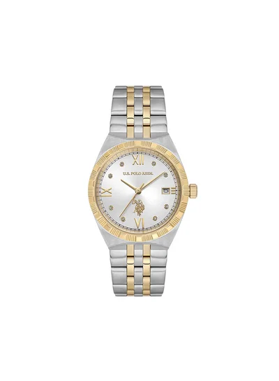U.S. Polo Assn. Stile Silver Dial Stainless Steel Bracelet Analog Watch for Women, 34mm