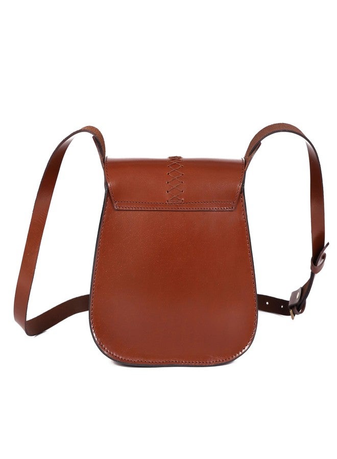 Celtic Handcrafted Full-Grain Leather Sling Bag with Hand-Stitched Detail & Adjustable Strap - Image 3