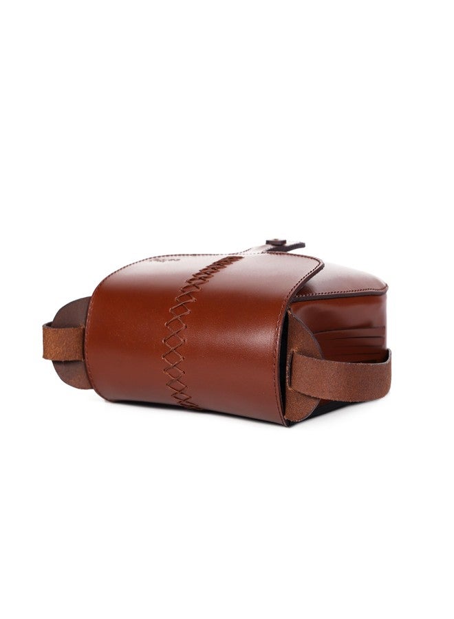 Celtic Handcrafted Full-Grain Leather Sling Bag with Hand-Stitched Detail & Adjustable Strap - Image 5