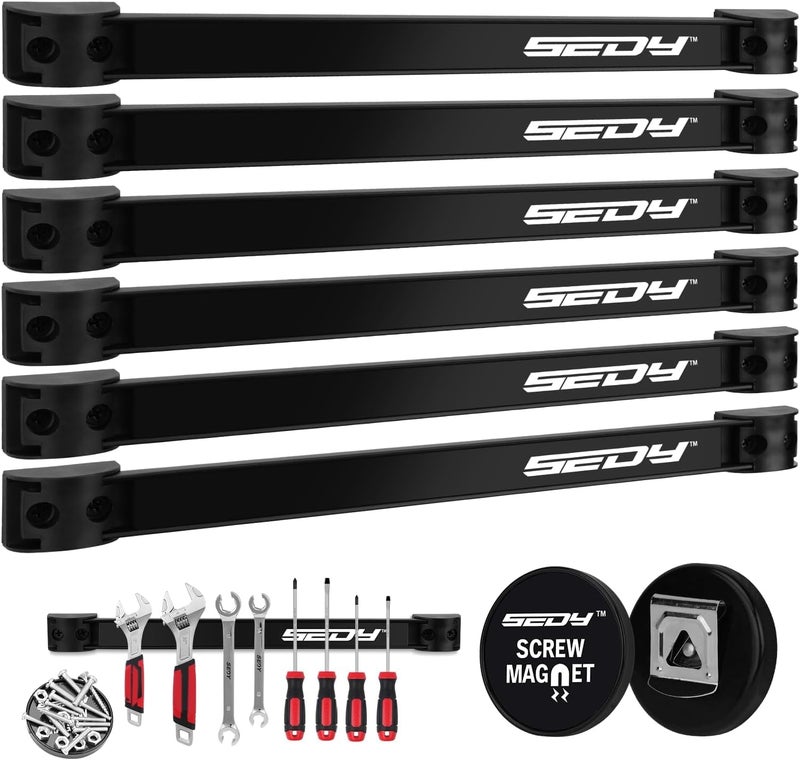 SEDY Magnetic Tool Holder Storage Organizer: 7-Piece Garage Wall Mount Rack Organization Strip Power Magnet Organizers Mounted Workbench Board Slatwall Van Hanger - Image 1