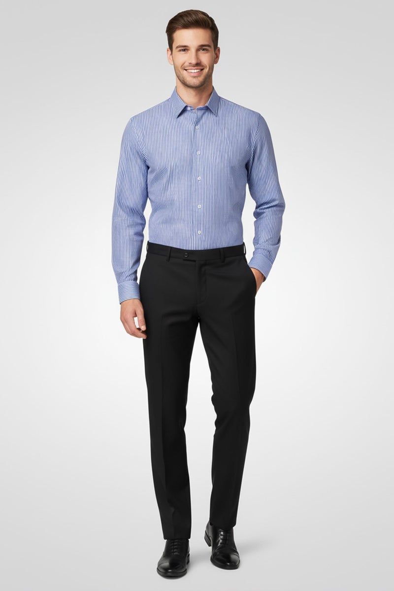 Chaps Men Slim Fit Stripe Long Sleeve Dress Shirt, Multicolor - Image 1