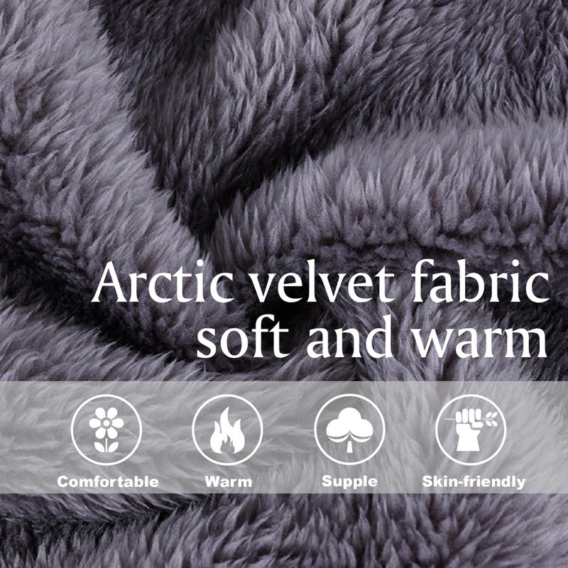 Inner Wish Mens Plush Fleece Robe, Cozy Warm Bathrobe Fuzzy Male Spa Long Robe With Pockets, Dark Grey, L/XL - Image 4