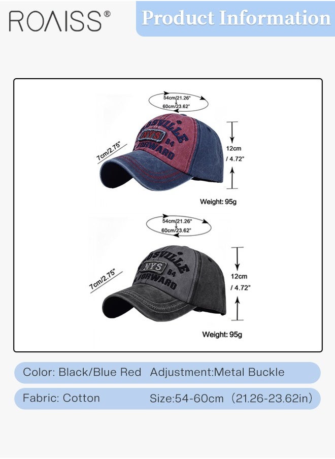 roaiss 2 Pcs Embroidered Baseball Cap for Men Women, Adjustable Cotton Sun Hat Black and Blue Red One Size  - Image 3