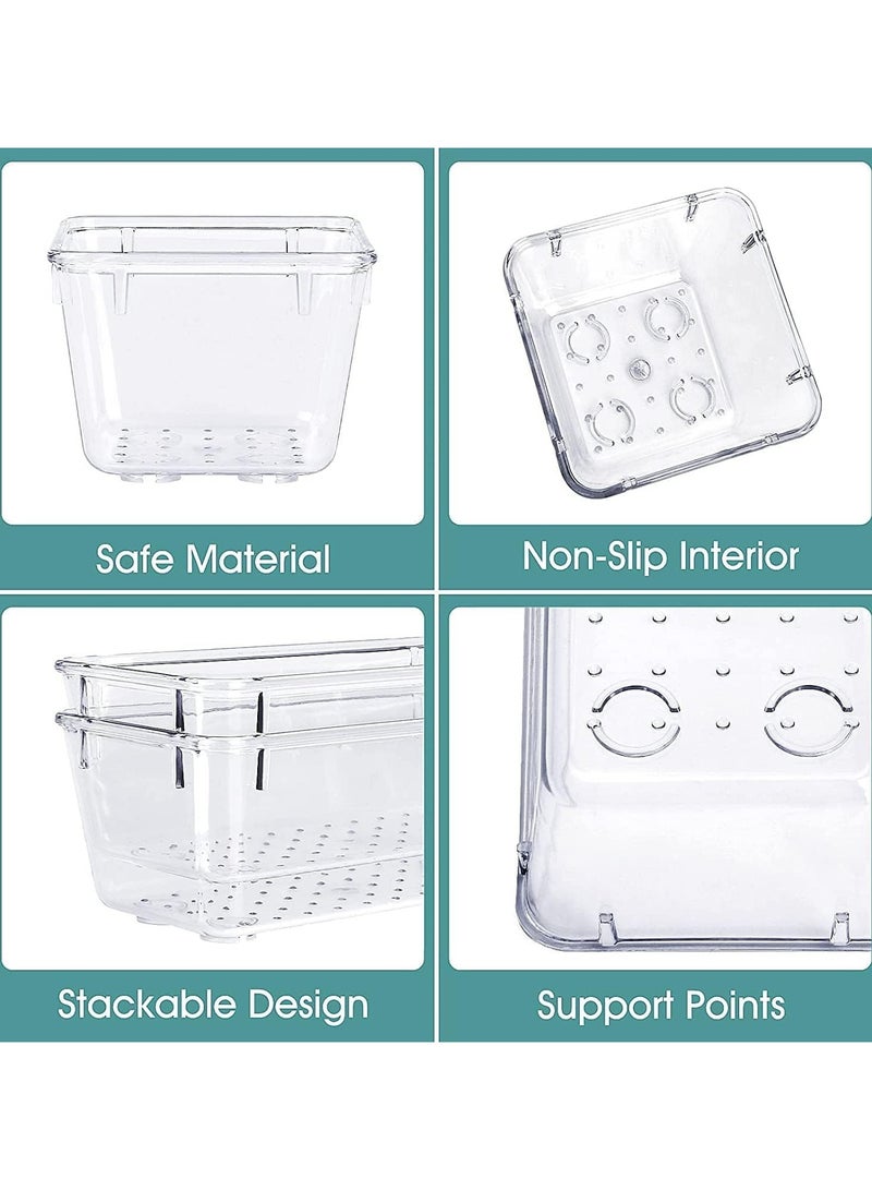 ماسكابوني مجموعة من 25 قطعة منظمات درج بلاستيكية شفافة، تحتوي على صواني منظمة للدرج بأربعة أحجام متنوعة، صناديق تخزين لمستحضرات التجميل، وغرفة النوم، وأدوات المطبخ، وأدوات المكتب. - Image 5