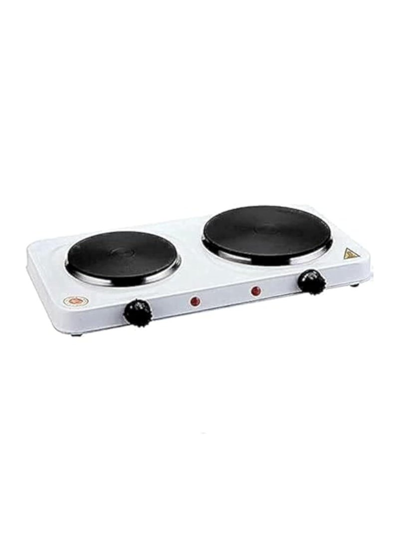 Electric cooker 2 burners Electric coil burner, iron body with spray paint Durable spiral heating element Cast iron hot plate Color: White - Image 1