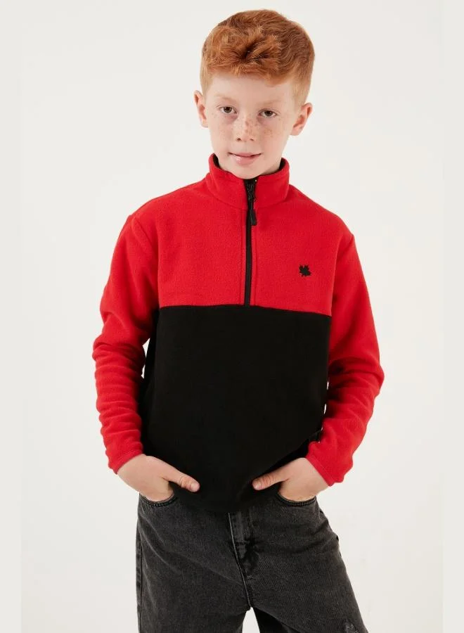 ليلا ليلا سويت شيرت قطعتين بسحاب نصي وياقة واقف