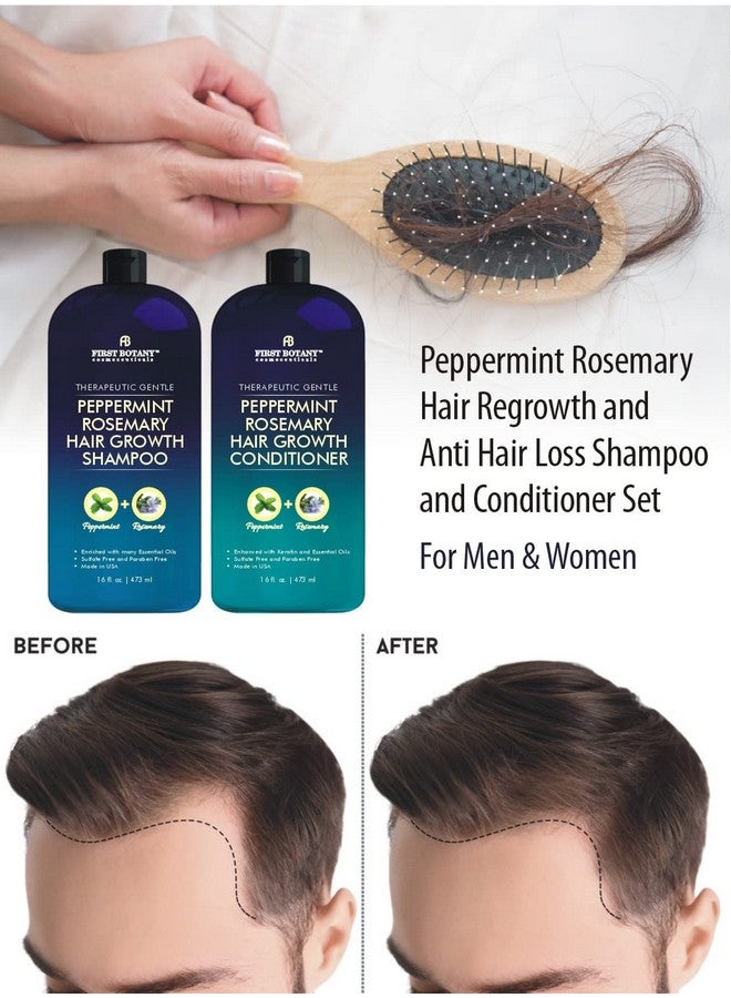 First Botany, Peppermint Rosemary Hair Regrowth and Anti Hair Loss Shampoo and Conditioner Set - Daily Hydrating, Detoxifying, Volumizing Shampoo and Fights Dandruff For Men and Women 16 fl oz x 2 - Image 5