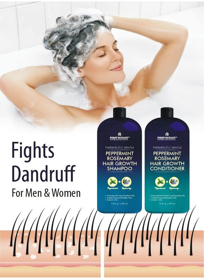 First Botany, Peppermint Rosemary Hair Regrowth and Anti Hair Loss Shampoo and Conditioner Set - Daily Hydrating, Detoxifying, Volumizing Shampoo and Fights Dandruff For Men and Women 16 fl oz x 2 - Image 3