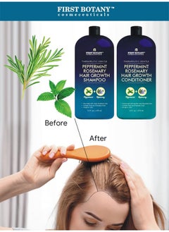 First Botany First Botany, Peppermint Rosemary Hair Regrowth and Anti Hair Loss Shampoo and Conditioner Set - Daily Hydrating, Detoxifying, Volumizing Shampoo and Fights Dandruff For Men and Women 16 fl oz x 2  - Image 2