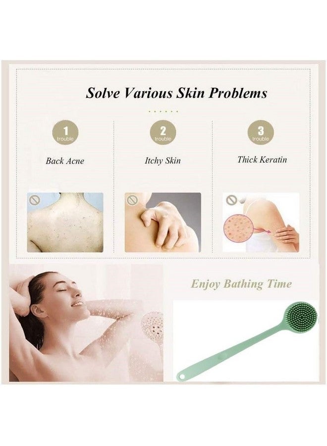 Naivete Double-Sided Shower Soft Silicone Bath Body Brush With Long Handle, (Pack Of 1, Green Colour) - Image 5