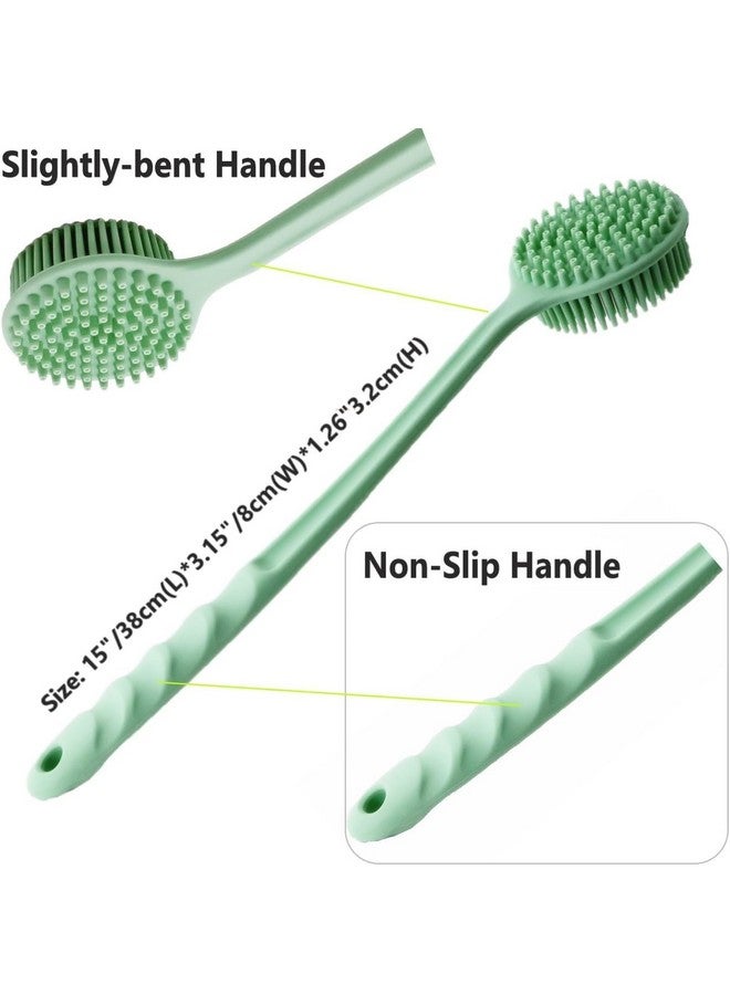Naivete Double-Sided Shower Soft Silicone Bath Body Brush With Long Handle, (Pack Of 1, Green Colour) - Image 3