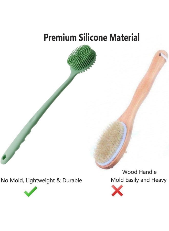 Naivete Double-Sided Shower Soft Silicone Bath Body Brush With Long Handle, (Pack Of 1, Green Colour) - Image 4