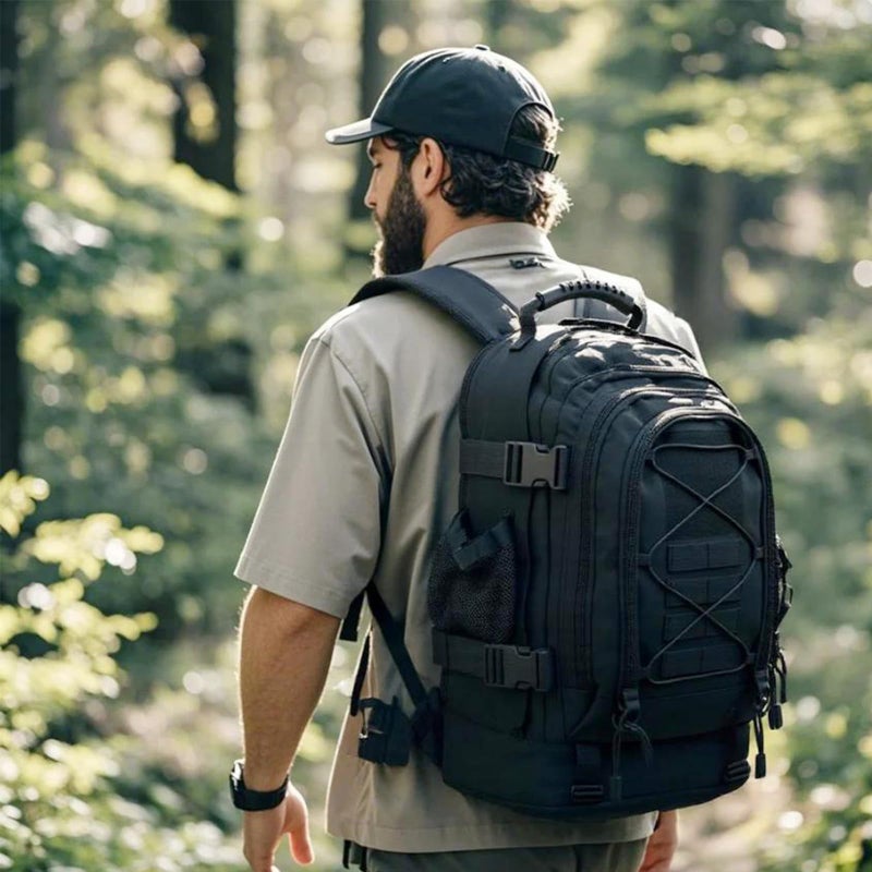 Miramrax Tactical Backpack Military Hiking Daypack - Molle Backpack for Men 3 Day Assault Pack Bug Out Bag for Camping Travel Army Hunting Gym Rucksack Survival (Black) - Image 2