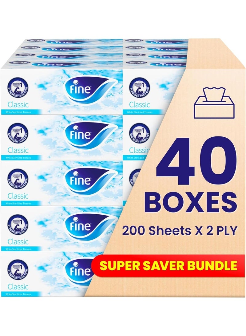 فاين علب مناديل وجه فاخرة، 40 عبوة تحتوي على 200 ورقة × طبقتين - Image 1