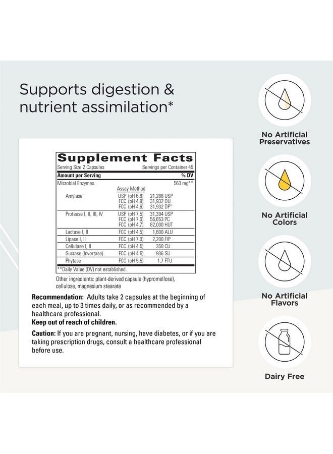 Integrative Therapeutics Similase Physician Developed Digestive Enzymes For Women And Men Vegan 90 Vegetable Capsules - Image 3
