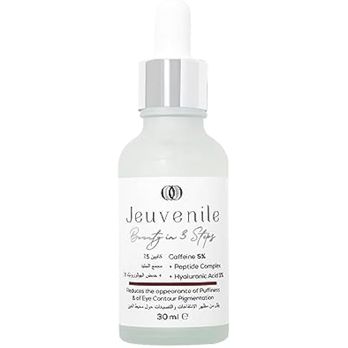Jeuvenile 5% Caffeine Eye Serum - Dark Circles Under Eye Treatment For Women and Men, Eye Bags Remover with Peptide and Niacinamide, Hyaluronic Acid Serum for Anti-Aging and Eye Care | 30 Ml - Image 3