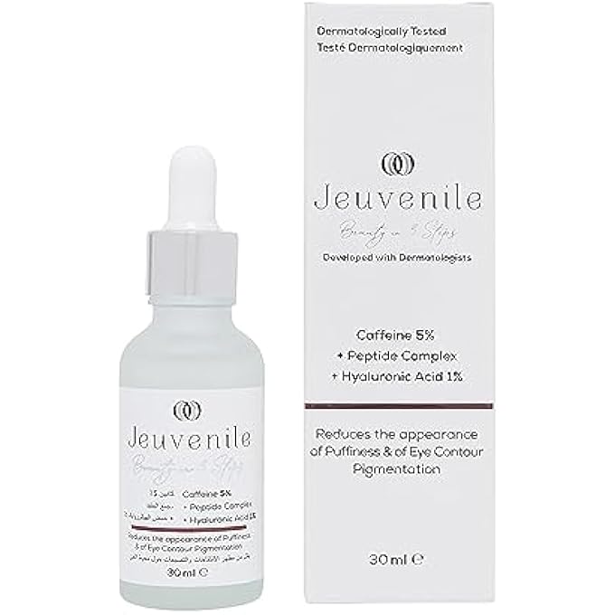 Jeuvenile 5% Caffeine Eye Serum - Dark Circles Under Eye Treatment For Women and Men, Eye Bags Remover with Peptide and Niacinamide, Hyaluronic Acid Serum for Anti-Aging and Eye Care | 30 Ml - Image 1