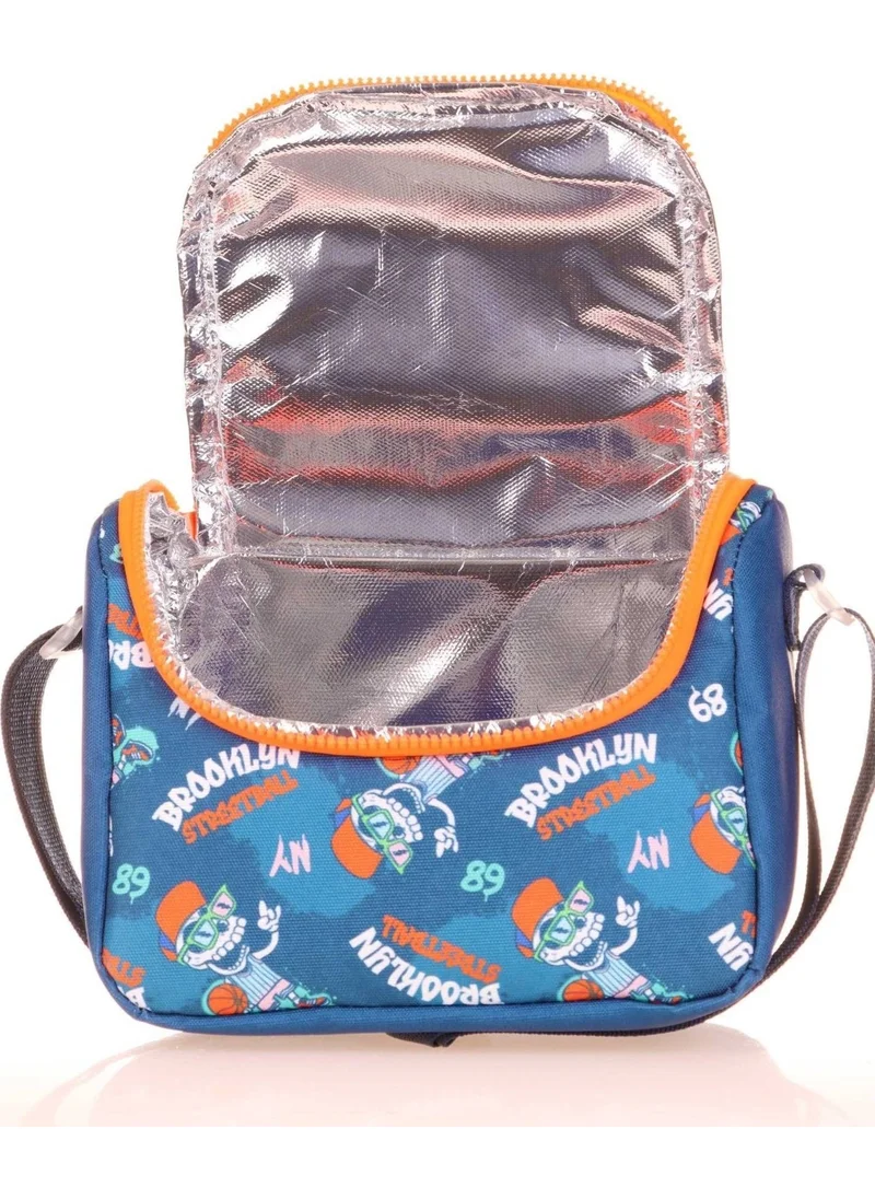 كاوكو Kids Thermal Insulated Boy Blue Orange Basketball Lunch Box