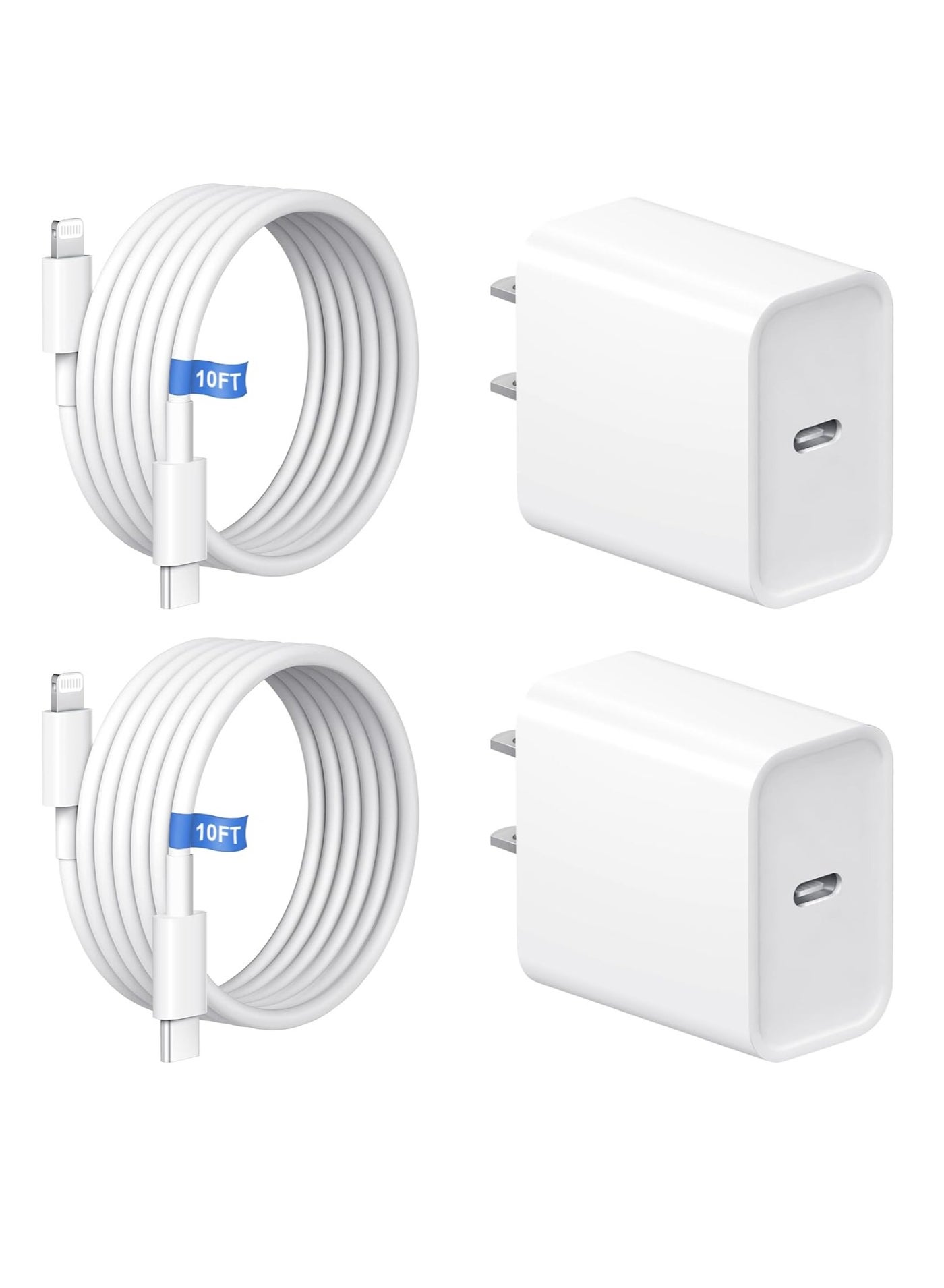 iPhone Charger,MFi Certified,2 Pack 30W PD USB C Wall Fast Charger Adapter with 2 Pack 10FT Type C to Ligh.tning Cable Compatible for iPhone 14 13 12 11 Pro Max XR XS X