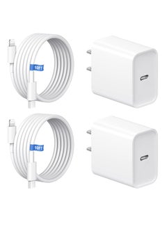 General iPhone Charger,MFi Certified,2 Pack 30W PD USB C Wall Fast Charger Adapter with 2 Pack 10FT Type C to Ligh.tning Cable Compatible for iPhone 14 13 12 11 Pro Max XR XS X  - Image 1