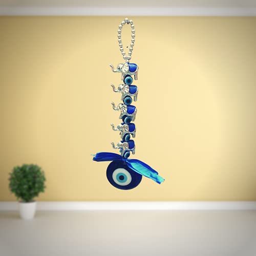 GJ Feng Shui 5 Elephant Evil Eye for Wall Car and Door Hanging for Good Luck and Prosperity| Evil Eye Hanging| Nazar Battu Evil Eye (Multicolour) - Image 2