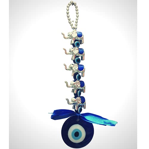 GJ Feng Shui 5 Elephant Evil Eye for Wall Car and Door Hanging for Good Luck and Prosperity| Evil Eye Hanging| Nazar Battu Evil Eye (Multicolour) - Image 4